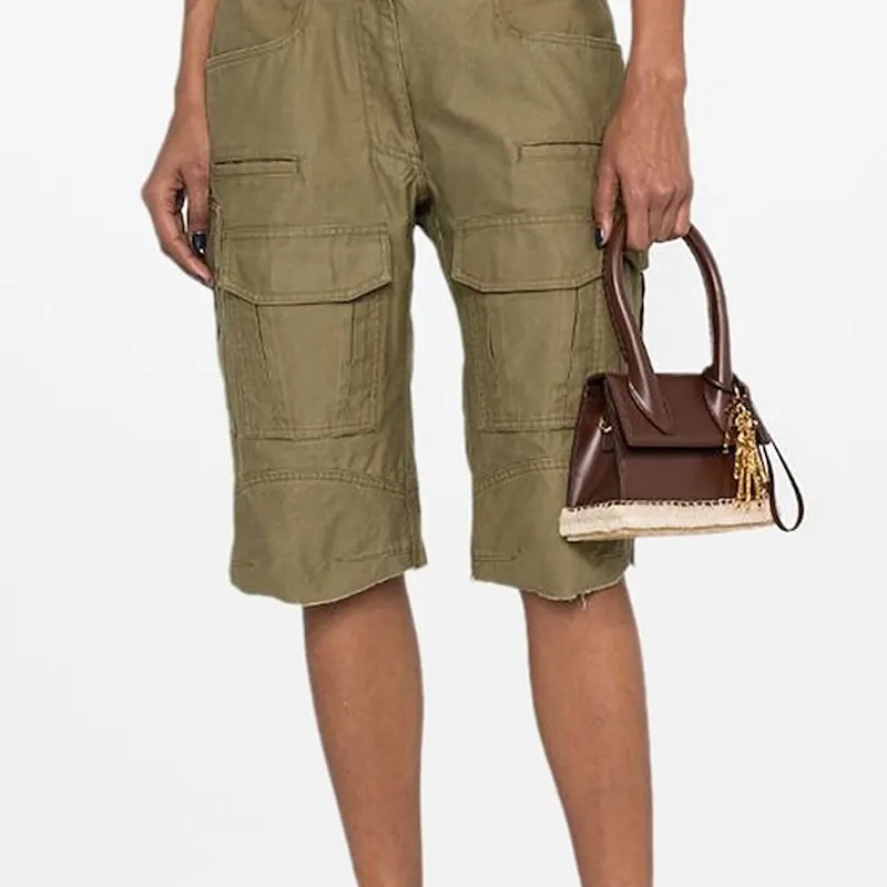 Jacquemus Le Chiquito Moyen Cowhide Patchwork Canvas Shoulder Bag Crossbody Bag Handbag Women's Brown-5