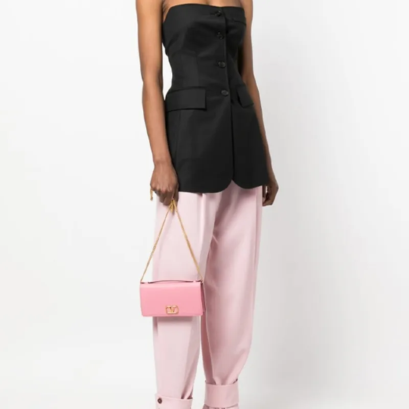 Valentino Vlogo Calfskin Handbag Shoulder Bag Regular Women's Light Pink-6
