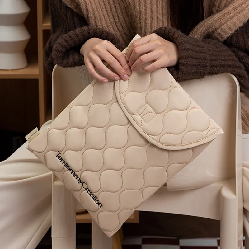 Puui Cotton Clutch IPad Bag Insert Envelope Bag Laptop Bag Regular Unisex Beige-2