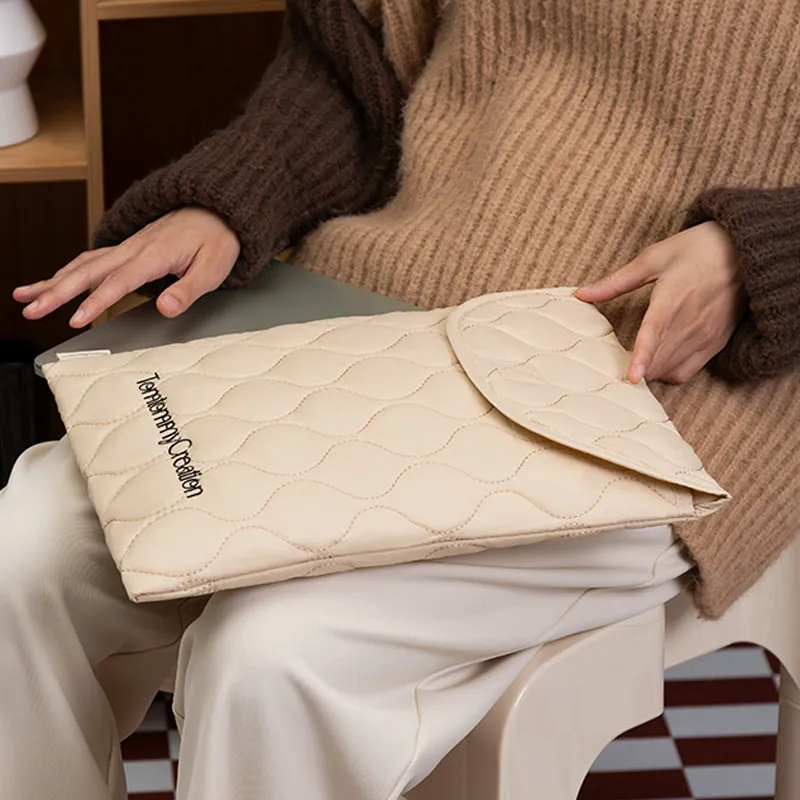 Puui Cotton Clutch IPad Bag Insert Envelope Bag Laptop Bag Regular Unisex Beige-3