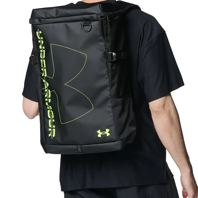 Under Armour Synthetic Leather Backpack Regular Unisex Black & Green-2