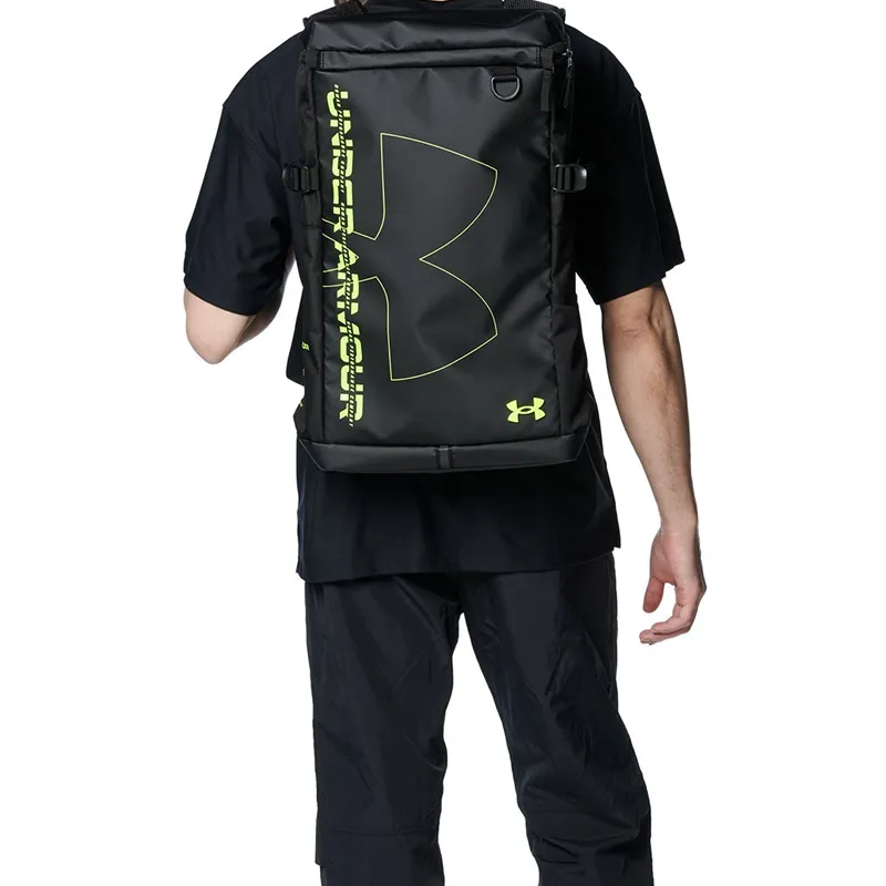 Under Armour Synthetic Leather Backpack Regular Unisex Black & Green-4