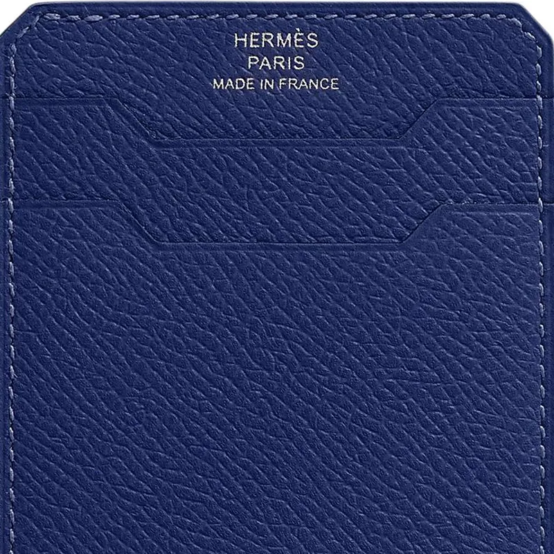 HERMES City Epsom Calfskin Card Holder Men's 73 Bleu Saphir Sapphire Blue-2