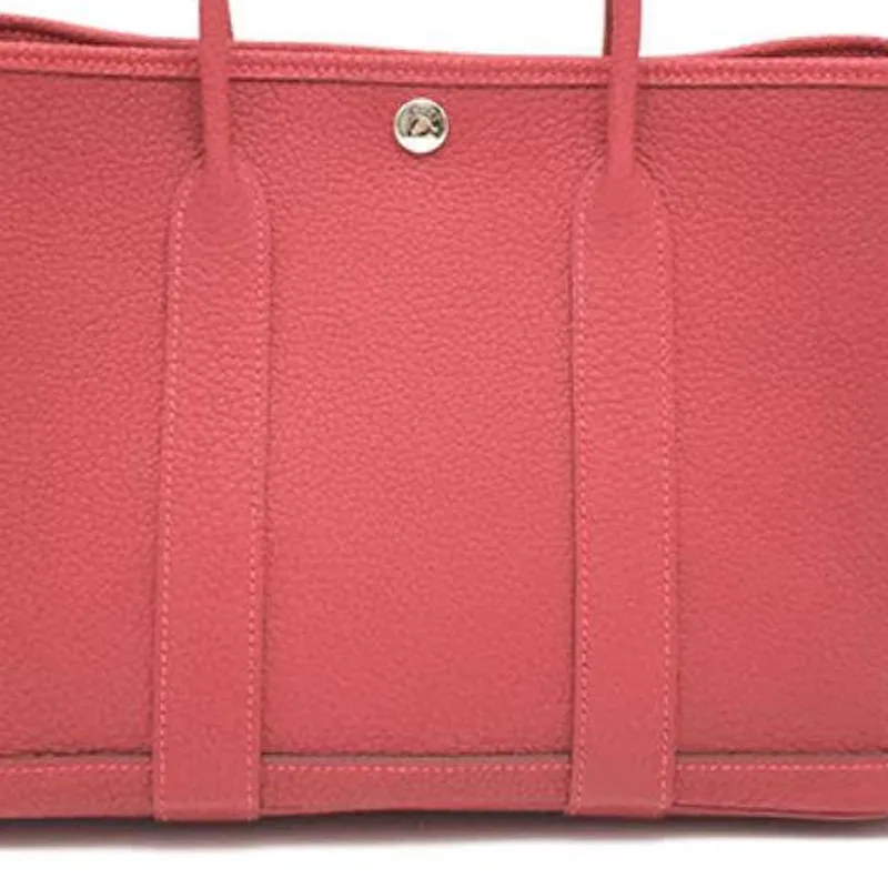HERMES Garden Party Canvas With Leather Handbag 30 Women's 5X Rouge Piment Pepper Red-2