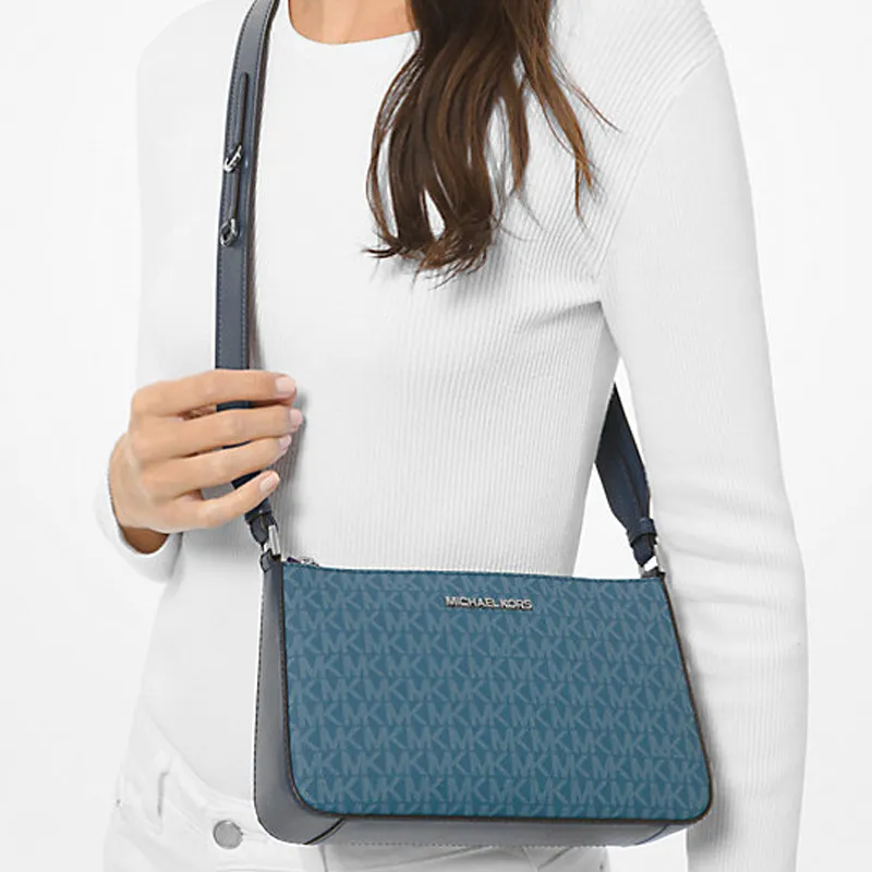 MICHAEL KORS Jet Set Travel Leather Shoulder Bag Small Size Women's Denim Blue-2