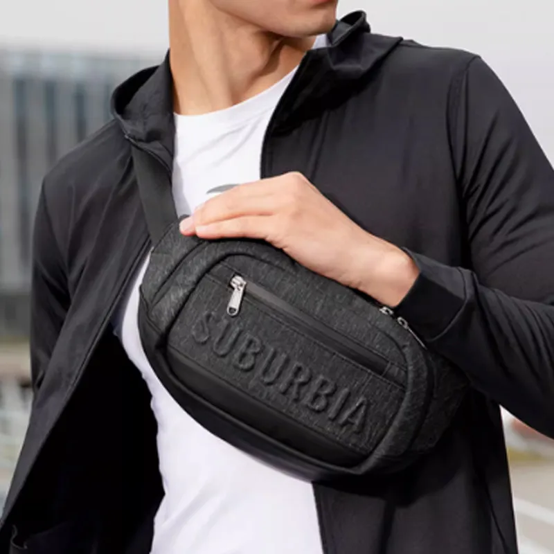 SUBURBIA PU Sling Bag Fanny Pack Regular Men's Gray/Black-2