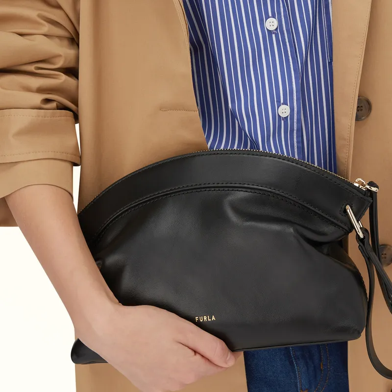 Furla Calfskin Clutch Women's Black-3