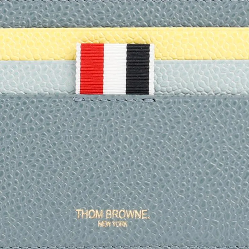THOM BROWNE· Calfskin Card Clip Card Holder Men's Blue-3
