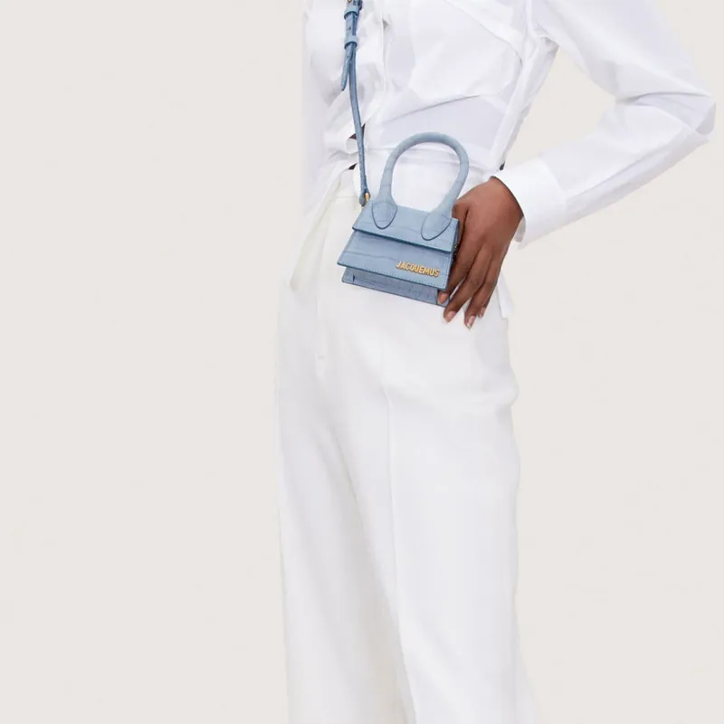 Jacquemus Suede Handbags Shoulder Bags Mini Unisex Blue-4
