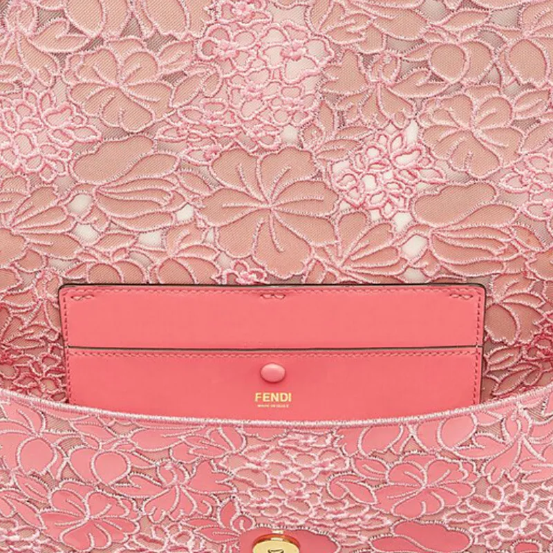 FENDI Baguette Cow Leather Shoulder Bag Crossbody Bag Handbag Medium Size Women's Pink Multicolor Candy Color-4