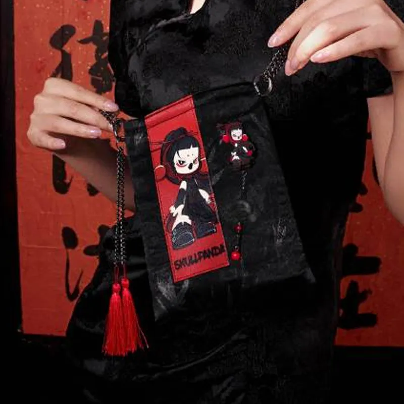 POP MART SKULLPANDA Acetate Crossbody Bag Regular Unisex Red/Black-2