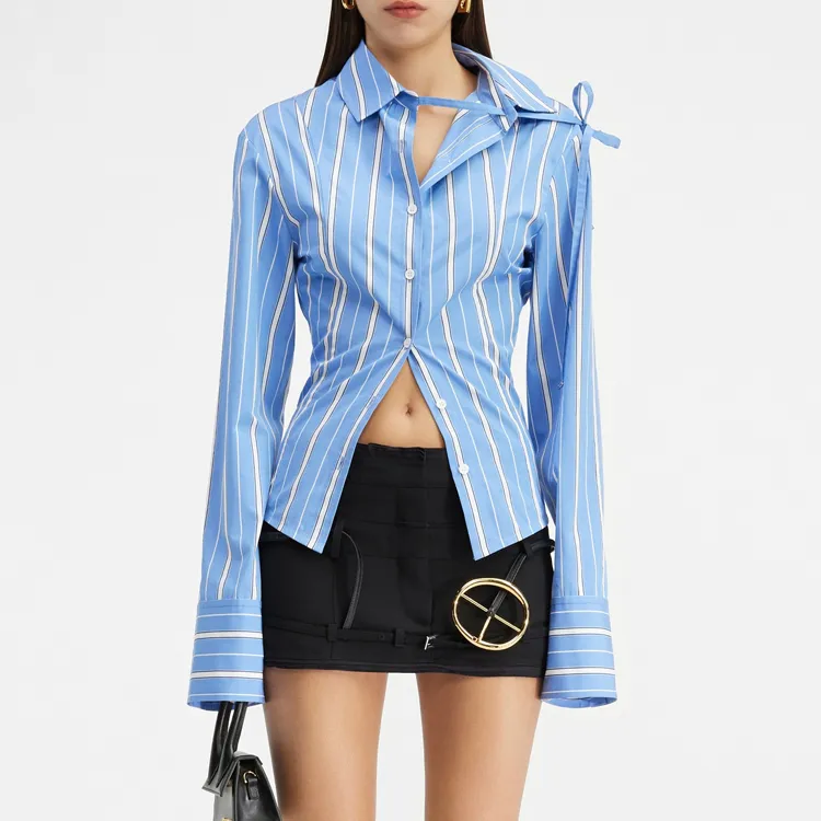 Jacquemus La Chemise Bahia Courte Shirt Blue Stripes-1