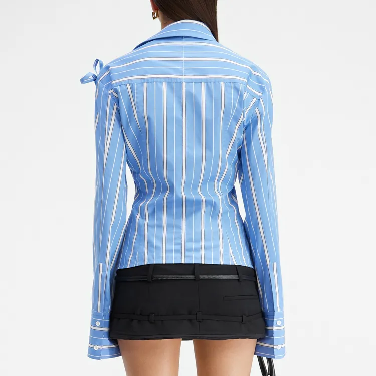 Jacquemus La Chemise Bahia Courte Shirt Blue Stripes-2