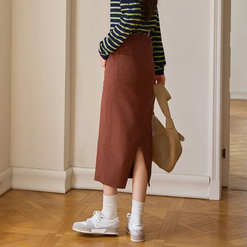 Mt Casual Long Skirts Women's Burgundy-1