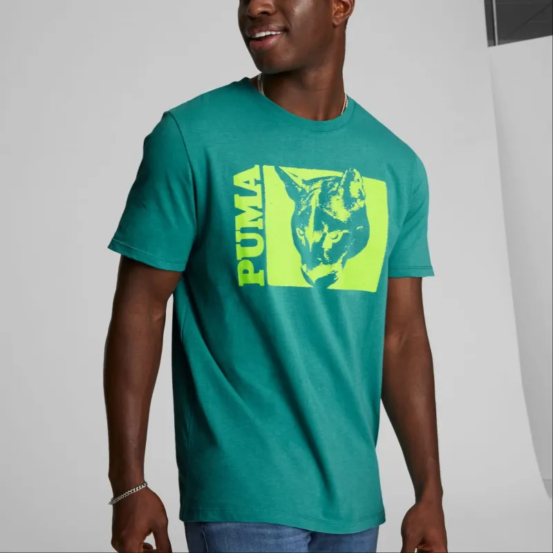 PUMA Retro Block Sherpa T-Shirts Men Green-3