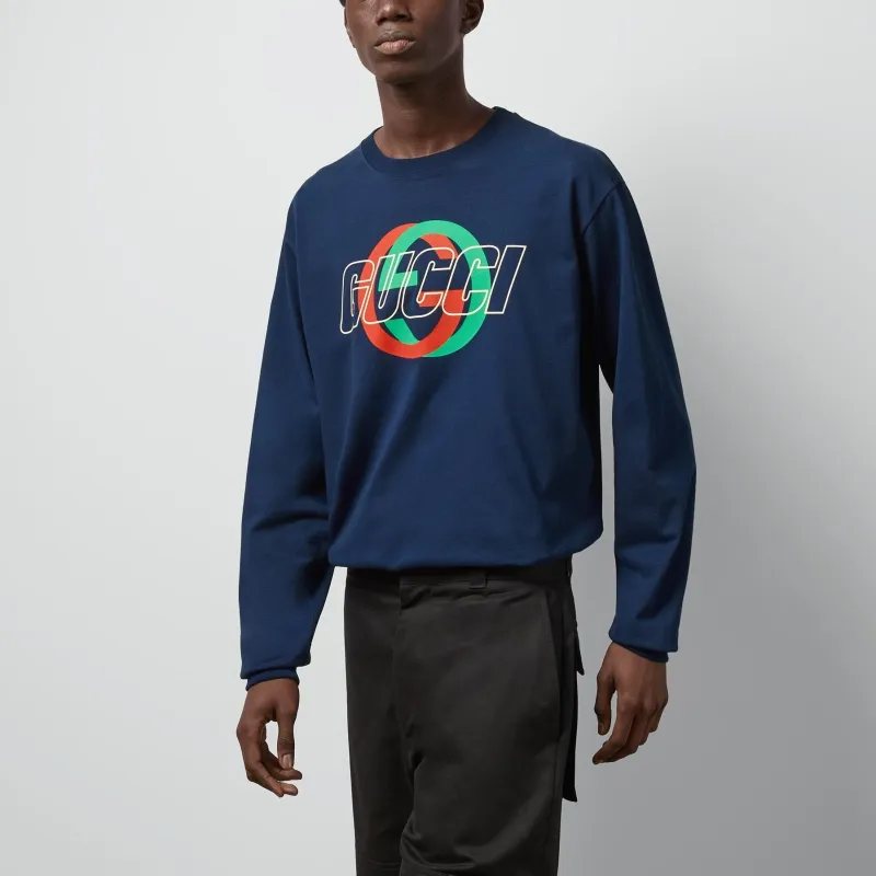 GUCCI Logo Printed Long Sleeve T Shirt-2