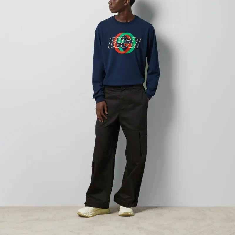 GUCCI Logo Printed Long Sleeve T Shirt-1