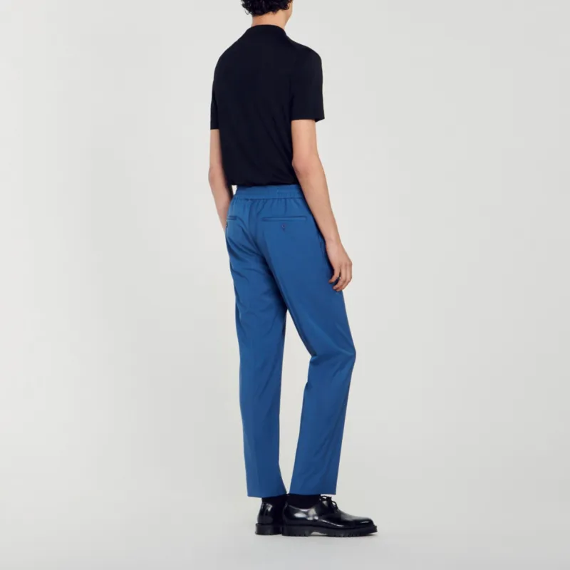 Sandro Elasticated Straight Leg Pants Casual Pants Men's Blue-3