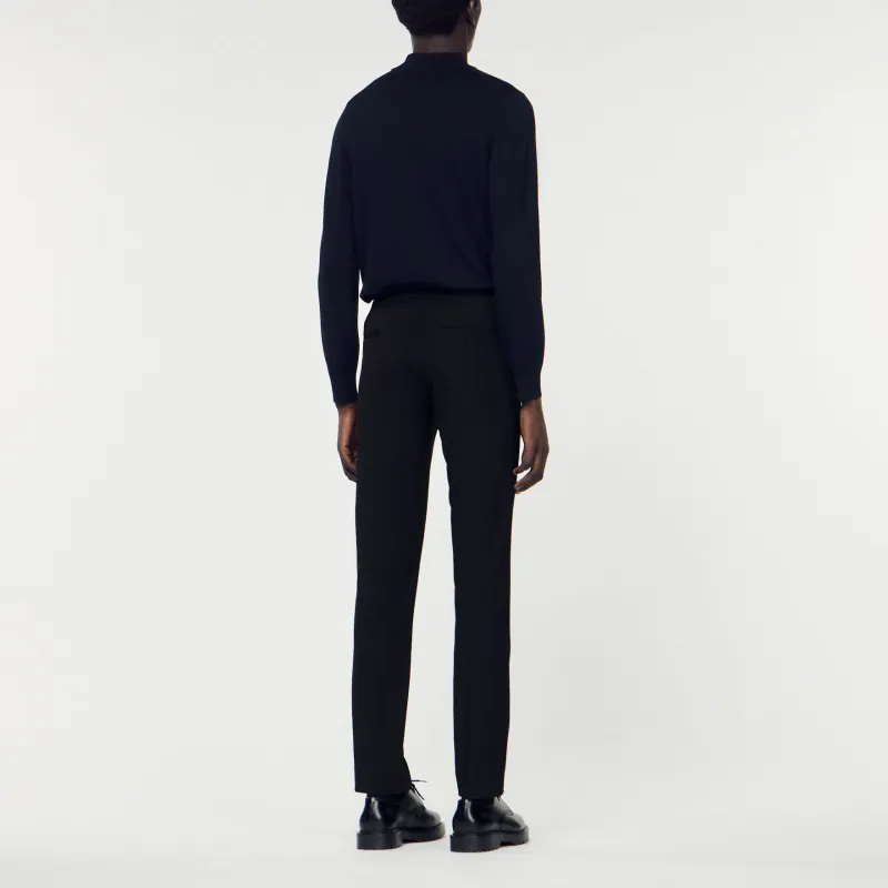 Sandro Belden Bağlamalı Yün Karışımlı Pantolon Casual Pants Men's Black-2