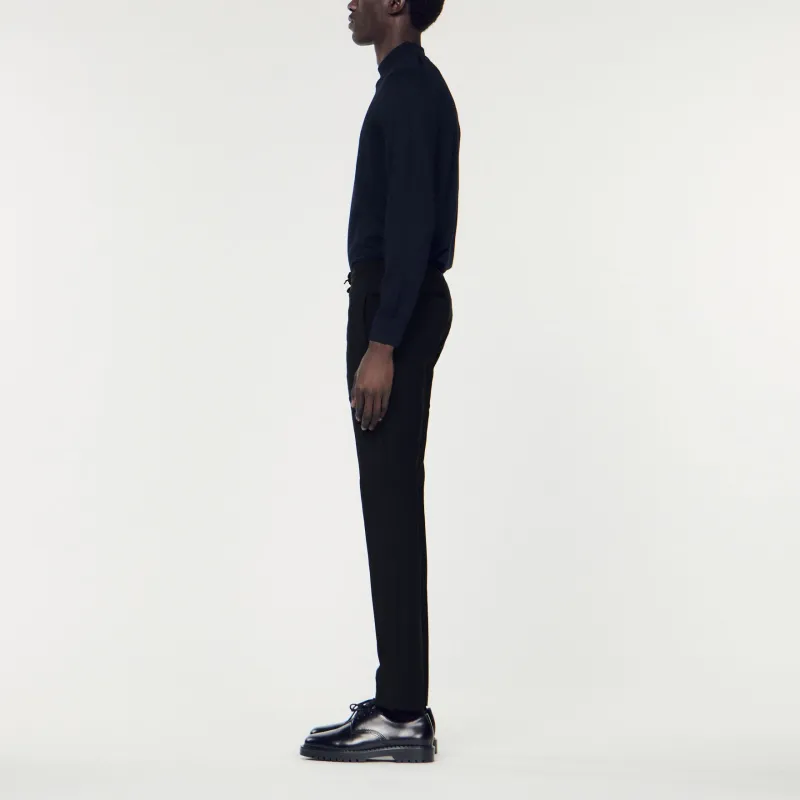Sandro Belden Bağlamalı Yün Karışımlı Pantolon Casual Pants Men's Black-3