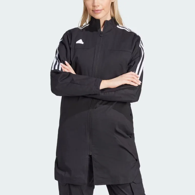 Adidas Tiro 3-Stripes Snap-Button Woven Coat Jackets Coats Women's Black-1