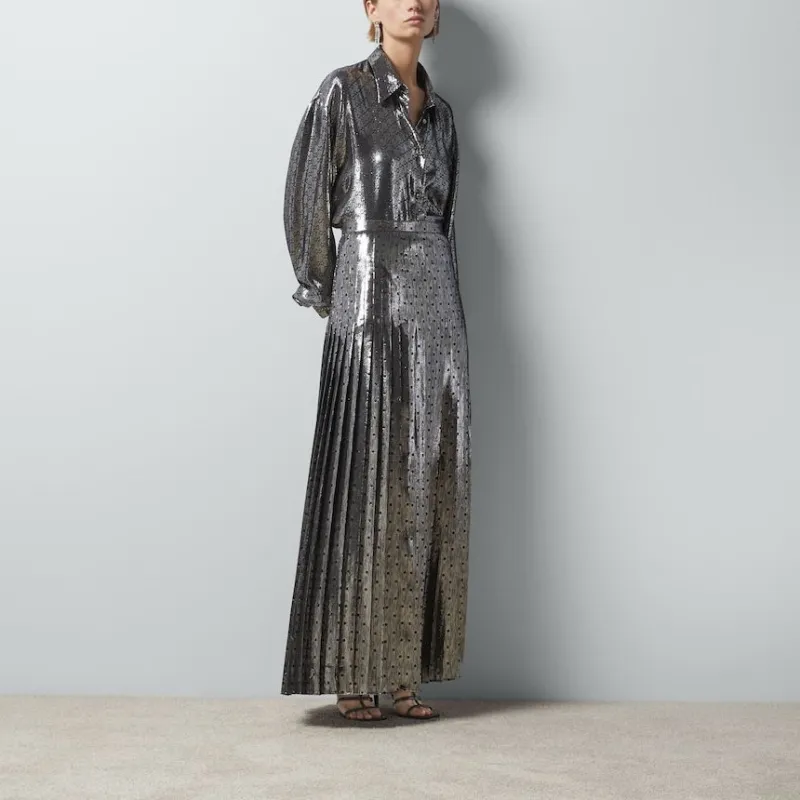 GUCCI Monogrammed Metallic Long Sleeve Shirt-1