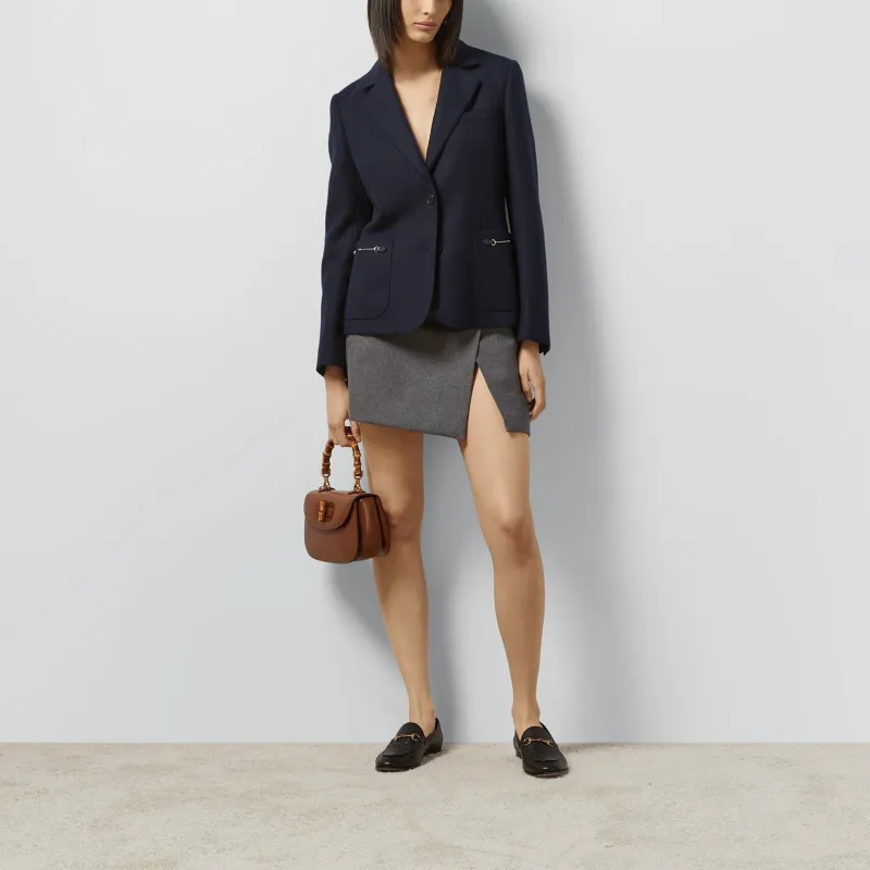 GUCCI Horsebit Detailed Buttoned Blazer-1