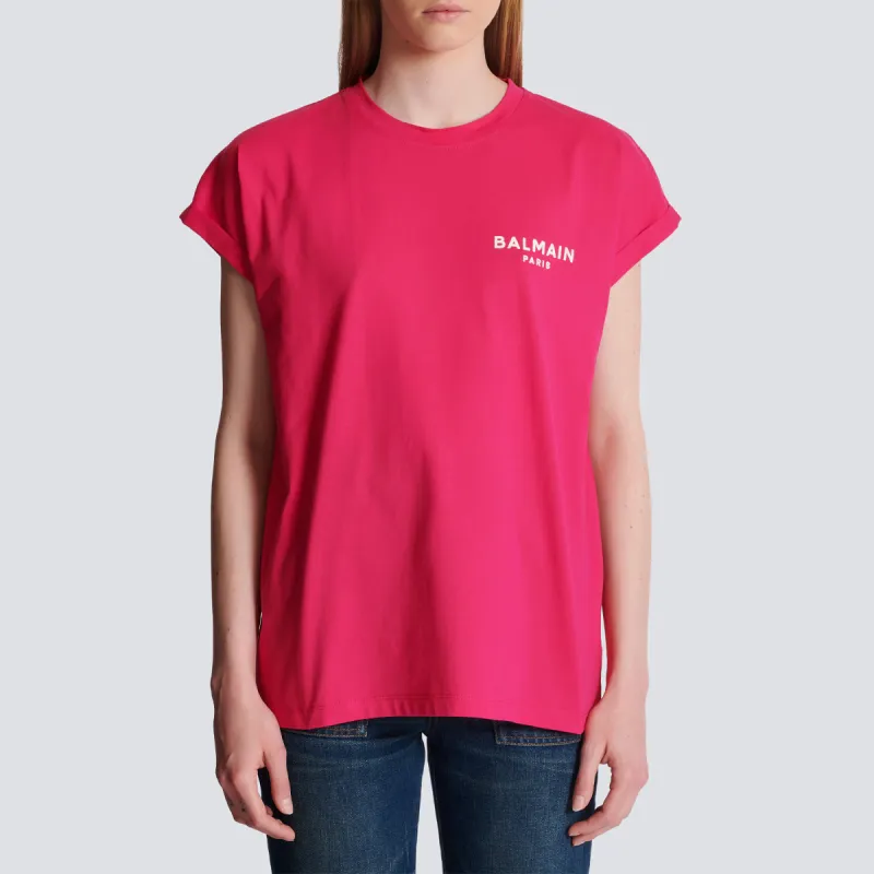 BALMAIN Flocked Balmain T-Shirt T-Shirt Women's Red-4