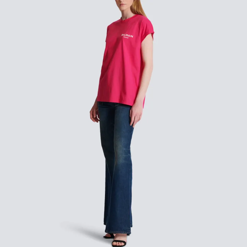 BALMAIN Flocked Balmain T-Shirt T-Shirt Women's Red-3