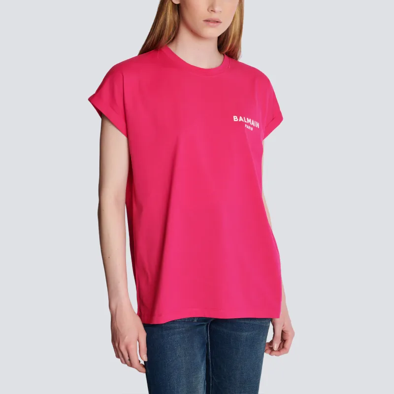 BALMAIN Flocked Balmain T-Shirt T-Shirt Women's Red-5
