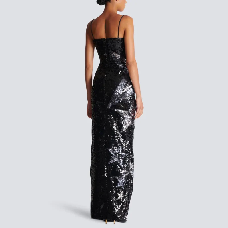 BALMAIN Star-pattern Sequinned Maxi Dress-2