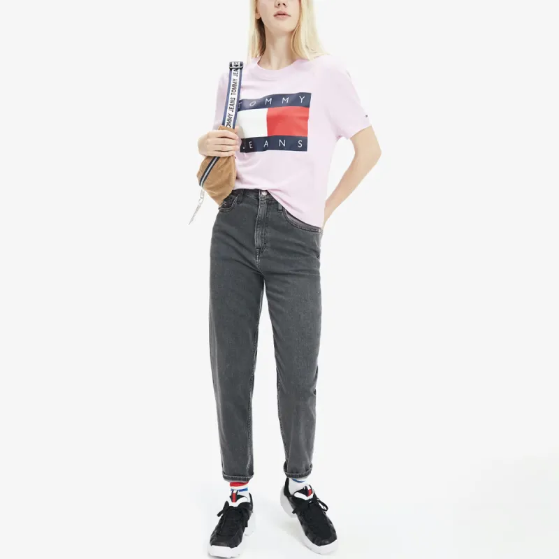 Tommy Hilfiger Flag Cropped T-Shirt Women's Pink-2