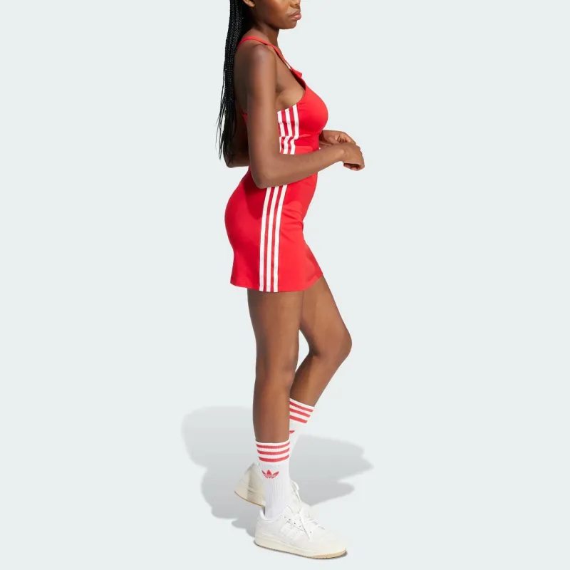 Adidas Originals 3-Stripes Mini Dress Slip Dresses Women's Orange Red-3