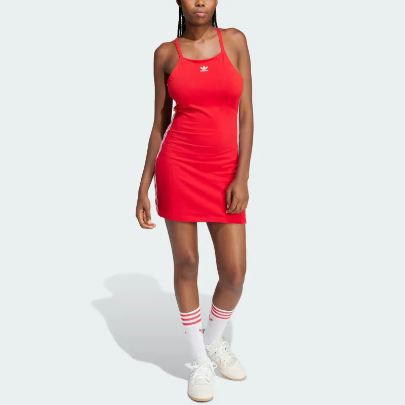 Adidas Originals 3-Stripes Mini Dress Slip Dresses Women's Orange Red-1