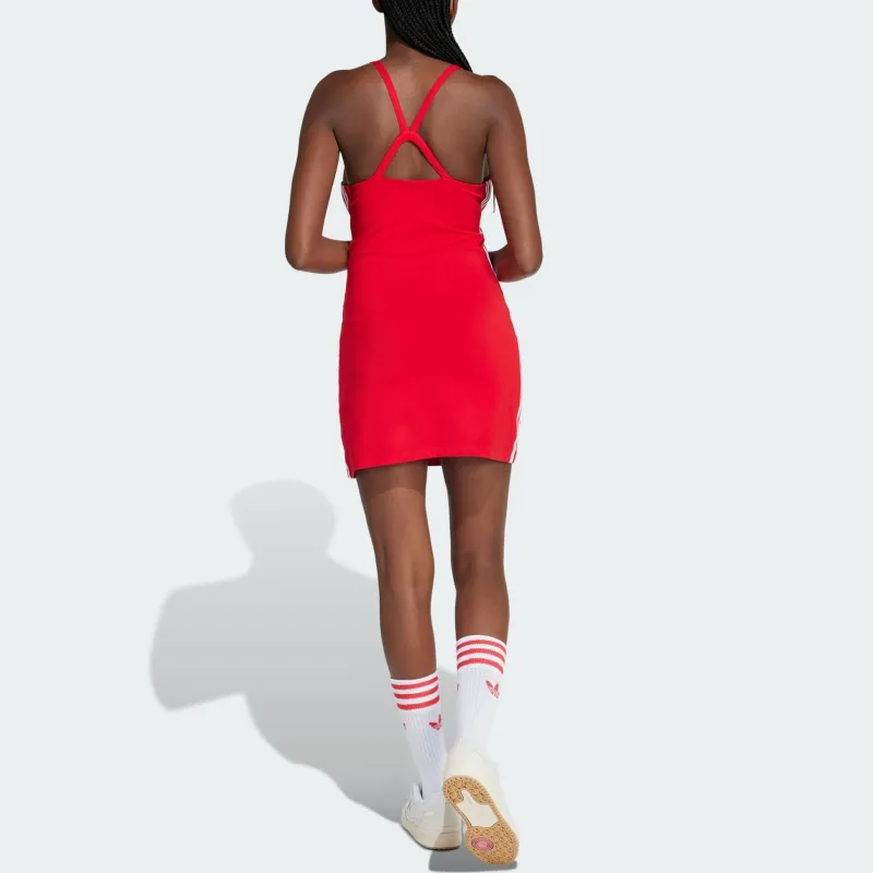 Adidas Originals 3-Stripes Mini Dress Slip Dresses Women's Orange Red-2
