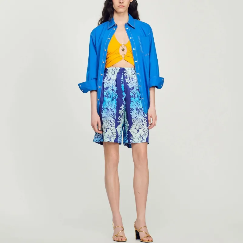 Sandro Printed Bermuda Shorts Casual Shorts Women's Royal Blue-1