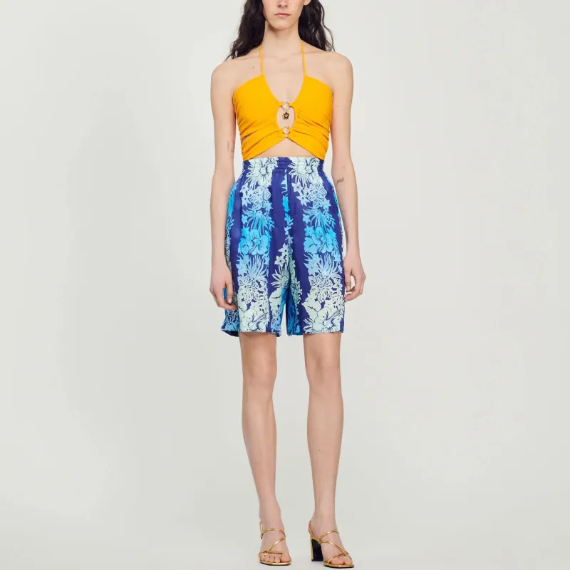 Sandro Printed Bermuda Shorts Casual Shorts Women's Royal Blue-2