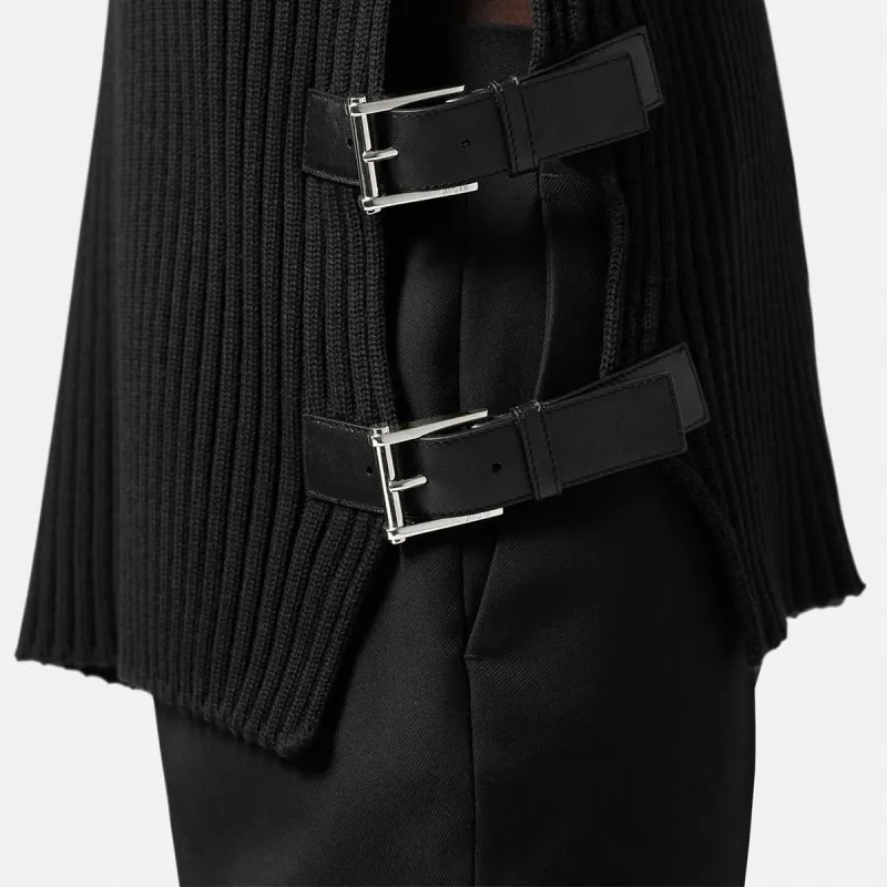 VERSACE Side Slit Crewneck Ribbed Jumper-5