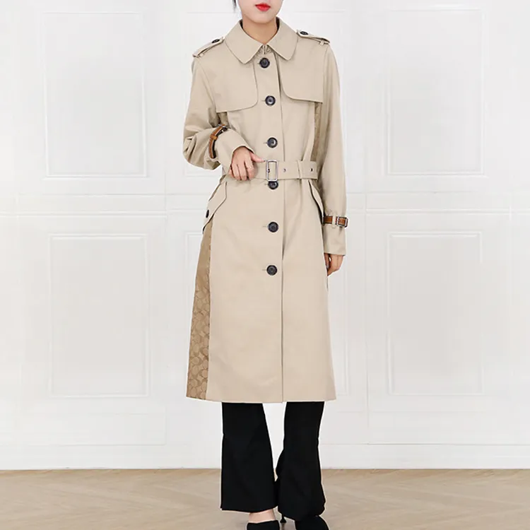 COACH Trench Coats Women's Khaki-2