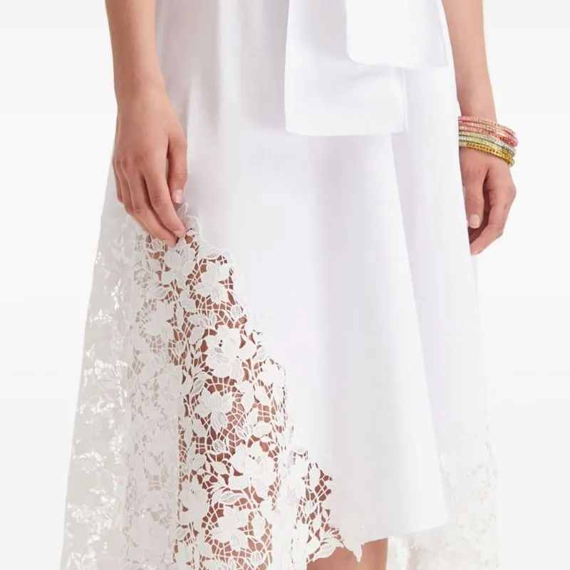 OSCAR DE LA RENTA Gardenia Lace-detail Cotton Poplin Dress-4