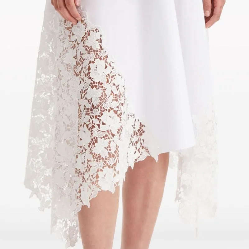OSCAR DE LA RENTA Gardenia Lace-detail Cotton Poplin Dress-5