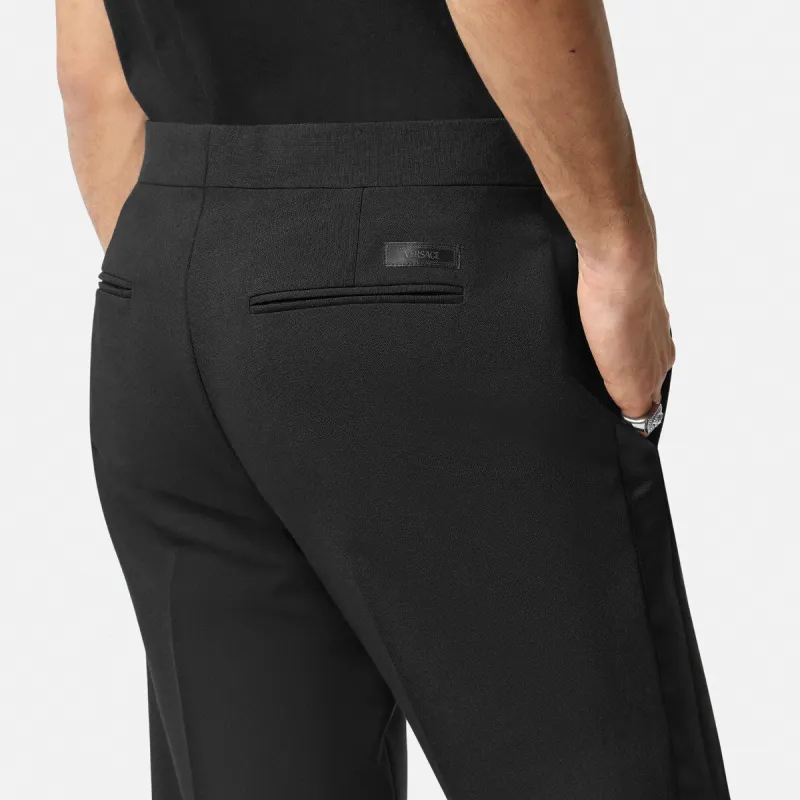 VERSACE Logo Appliqué Tapered Leg Chino Trousers-4