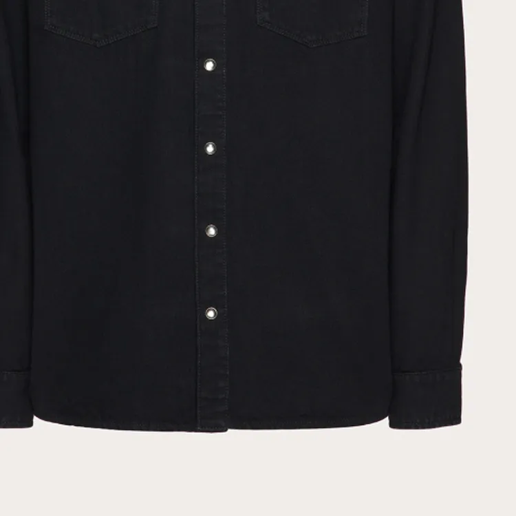 Valentino Stud Embellished Long Sleeved Denim Shirt-5