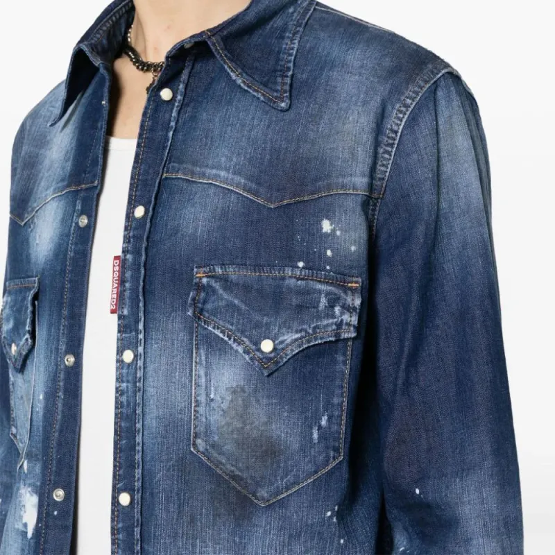 DSQUARED 2 Distressed Denim Shirt-5