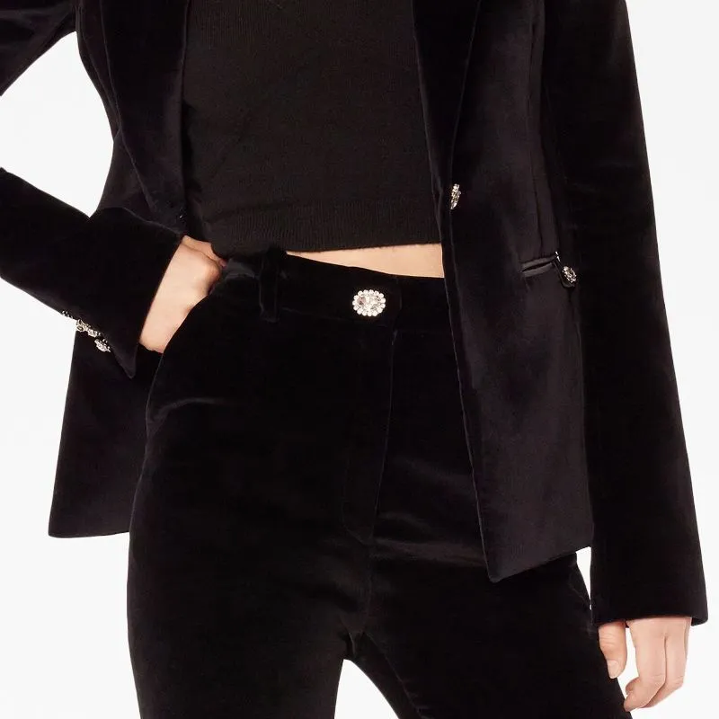Paco Rabanne High waisted Velour Trousers-2