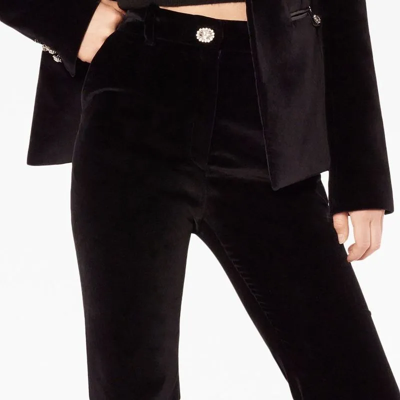 Paco Rabanne High waisted Velour Trousers-4