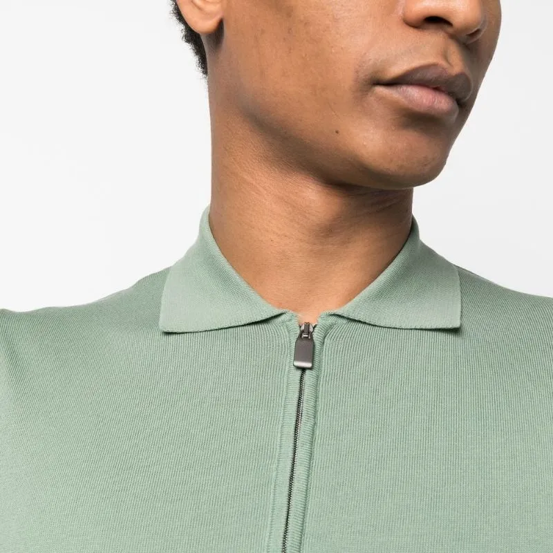 Canali Cotton Zip Polo Shirt-3