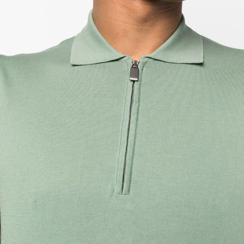 Canali Cotton Zip Polo Shirt-4