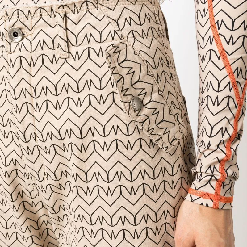 Patrizia Pepe Monogram print Cotton Cargo Trousers-4