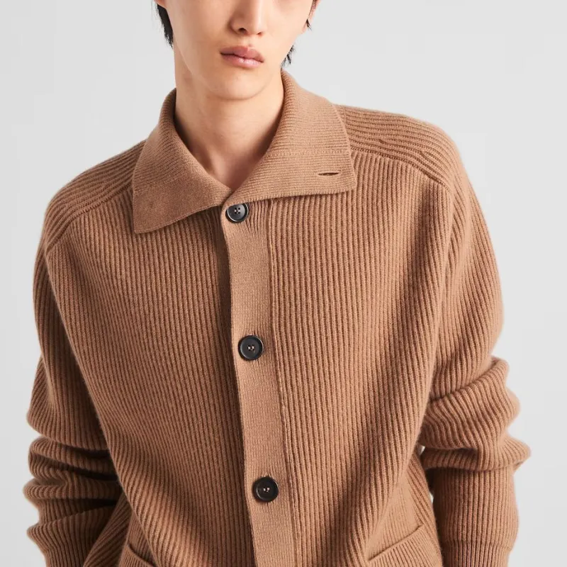 PRADA Ribbed knit Cashmere Cardigan-5